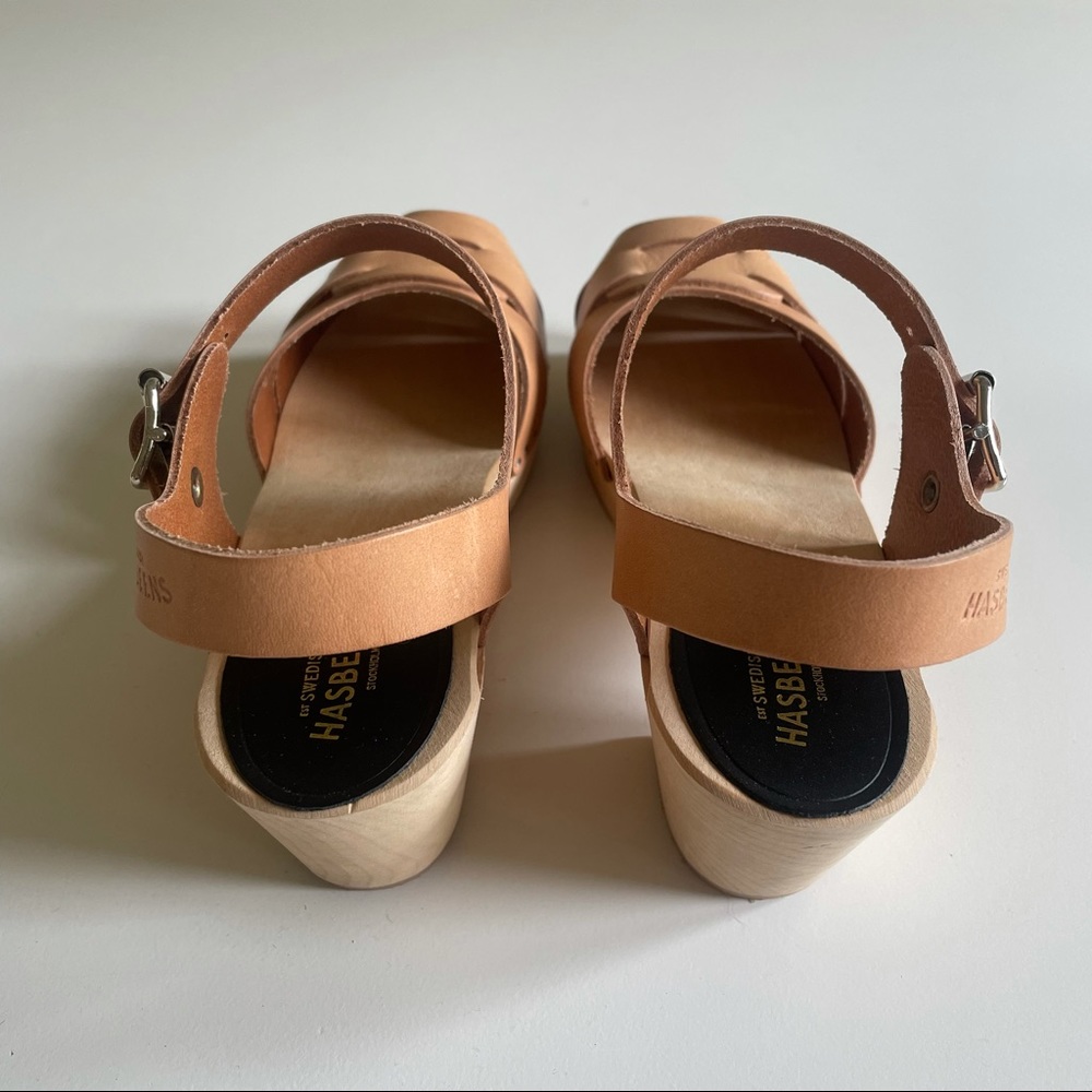 Swedish Hasbeens Peep Toe High Clog Nature Sandals 37 (new) - Picture 6 of 8